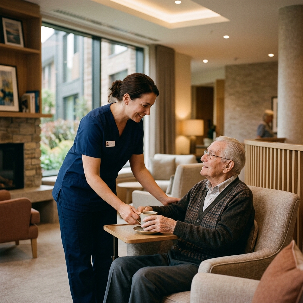Care worker supporting vulnerable person